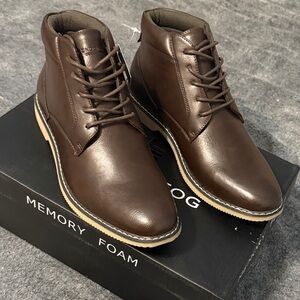 London Fog Men's Dark Brown Leather Chukka Boots